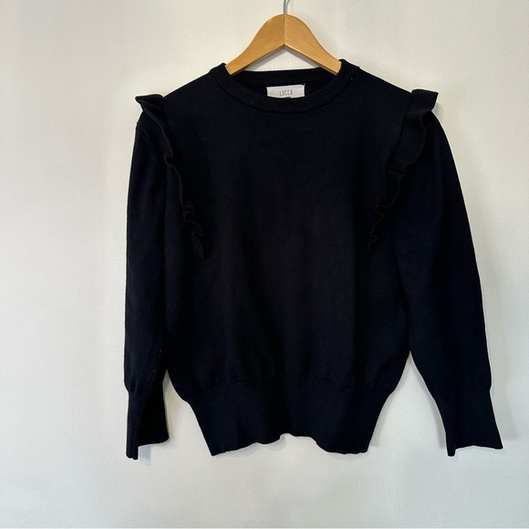 LUCCA Crew Neck Sweater with ruffle sleeve - Picture 2 of 7